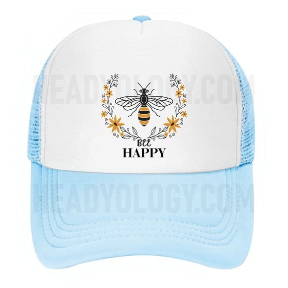 Be Happy Hats Bee Happy Baseball Hats With Bee Inside Flower Enjoying Nectar - Picture 2 of 16